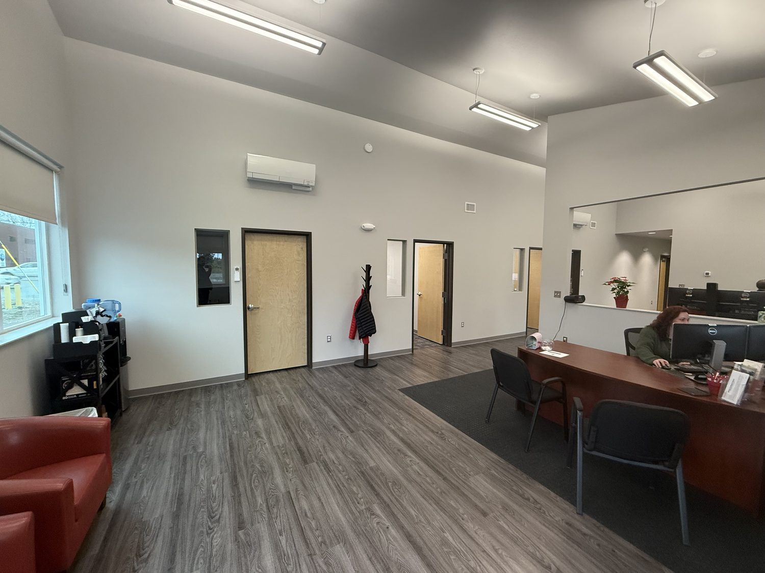 Finished open-plan State Farm office interior with reception